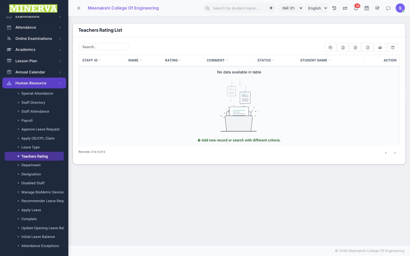 Teacher Ratings & Complaints screen