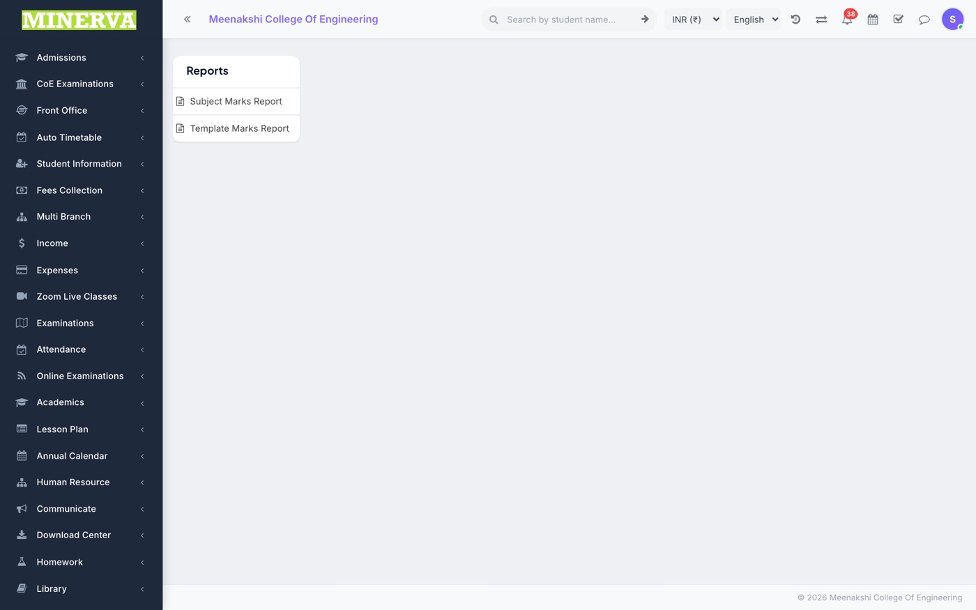 Reports & Setting screen